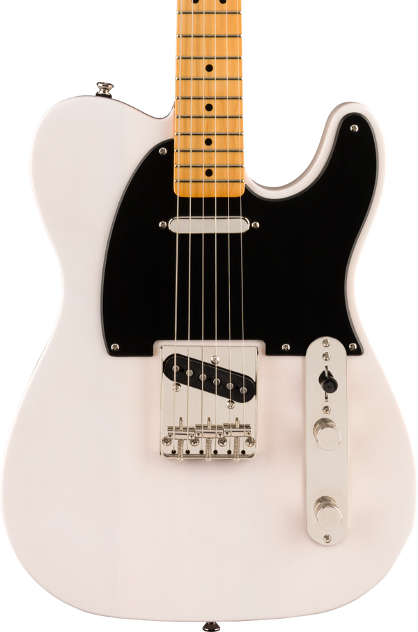 Front of Squier Classic Vibe 50s Telecaster MP White Blonde.