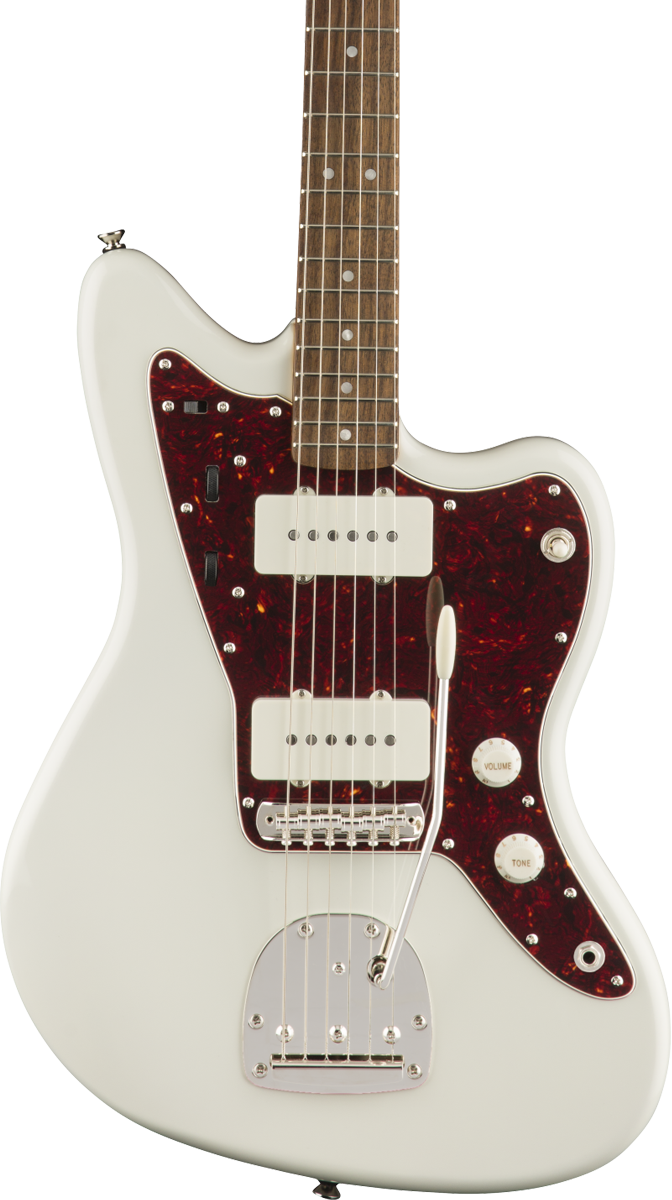 Front of Squier Classic Vibe '60s Jazzmaster Laurel Fingerboard Olympic White.