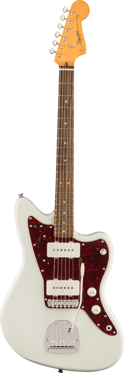 Full frontal of Squier Classic Vibe '60s Jazzmaster Laurel Fingerboard Olympic White.