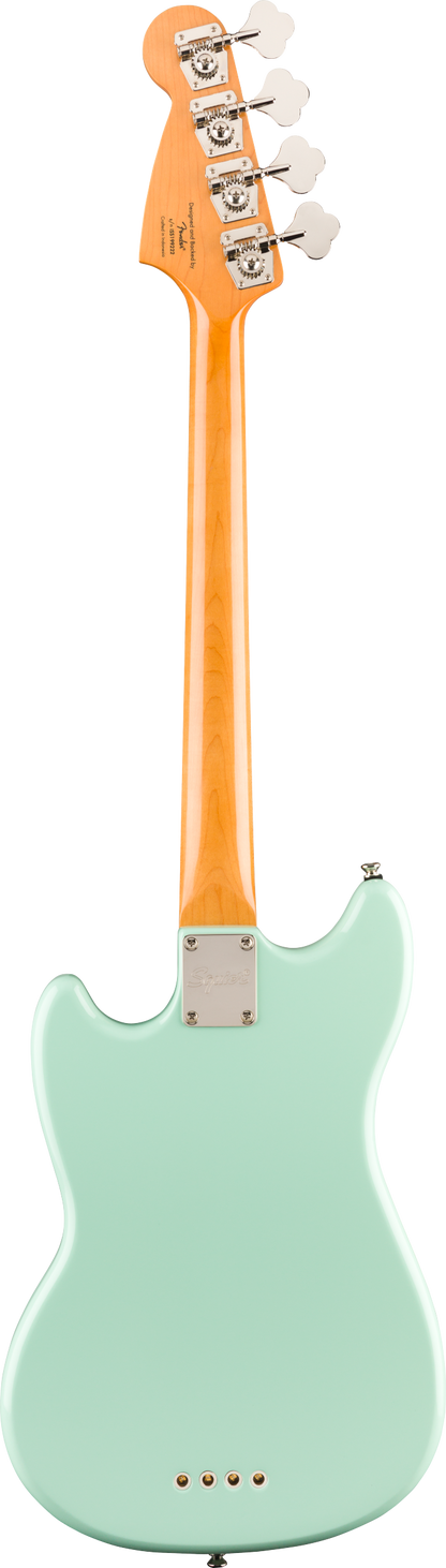 Back of Squier Classic Vibe '60s Mustang Bass Laurel Fingerboard Surf Green.
