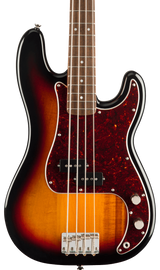 Front of Squier Classic Vibe 60s Precision Bass 3-Color Sunburst.