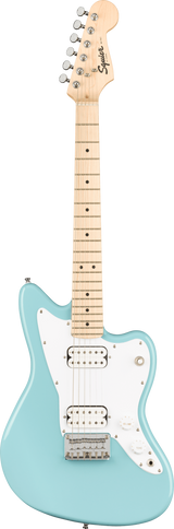 Full frontal of Squier Mini Jazzmaster HH MP Daphne Blue.