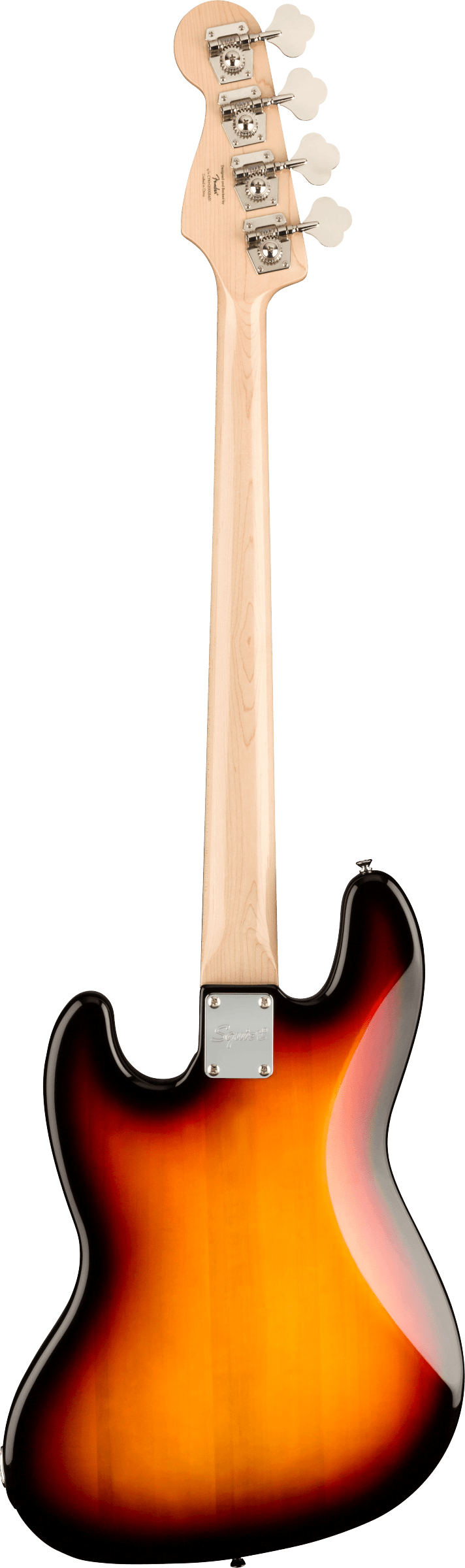 Back of Squier Paranormal Jazz Bass '54 Maple Fingerboard 3 Color Suburst.