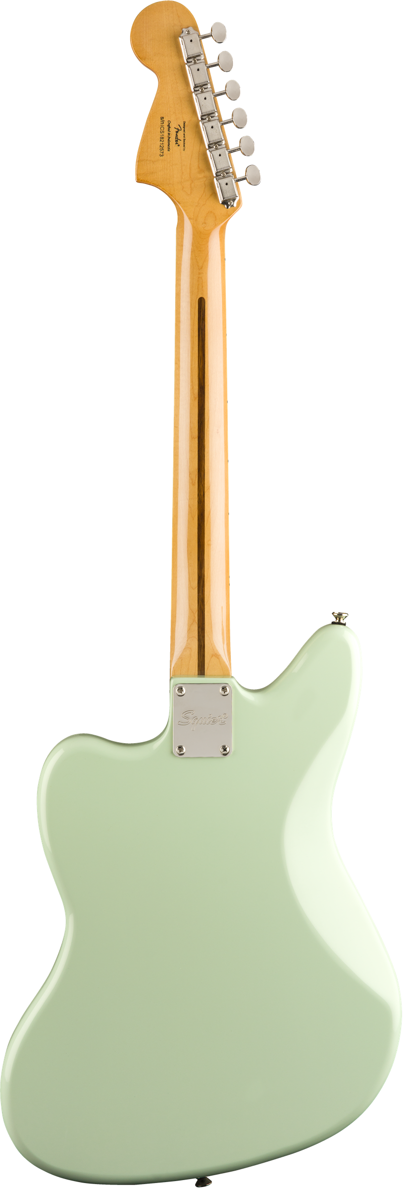 Back of Squier Classic Vibe ‘70s Jaguar Laurel Fingerboard Surf Green.