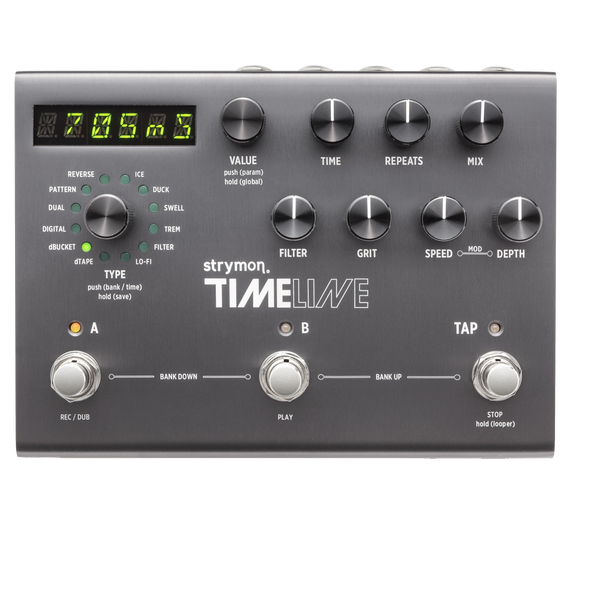 Top down of Strymon TimeLine Multi-delay.