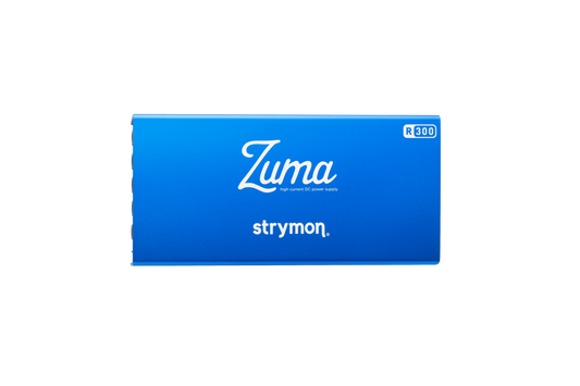 Top down of Strymon Zuma R300 5‑Output Low Profile Pedal Power Supply.