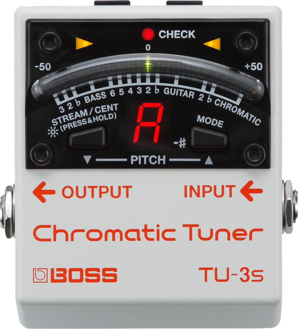 Top down of Boss TU-3s Chromatic Tuner.