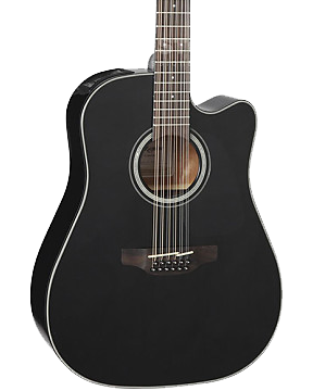 Front of Takamine GD30CE-12 BLK Black 12 String.