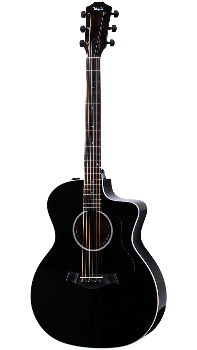 Full front angle of Taylor 214ce-BLK Deluxe Black.