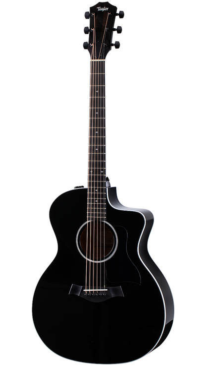 Full front angle of Taylor 214ce-BLK Deluxe Black.