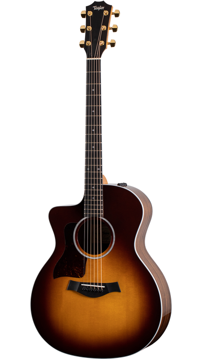 Full frontal of Taylor 214ce-SB DLX Left Hand Gold Hardware.