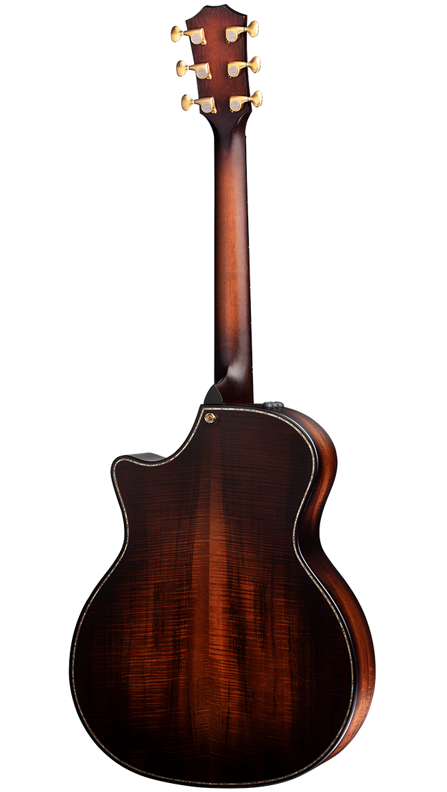 Back of Taylor Builder's Edition K24ce Acoustic Guitar in Hawaiian koa Shop Guitars DFW