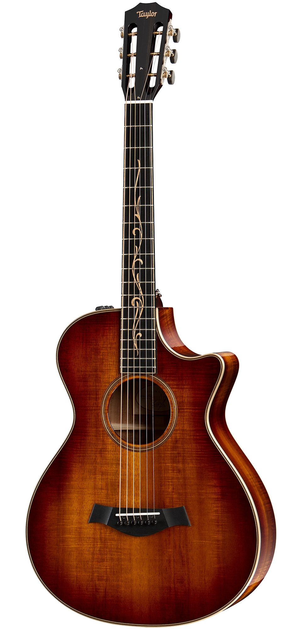 Full front angle of Taylor K22ce 12-Fret V-Class Bracing.