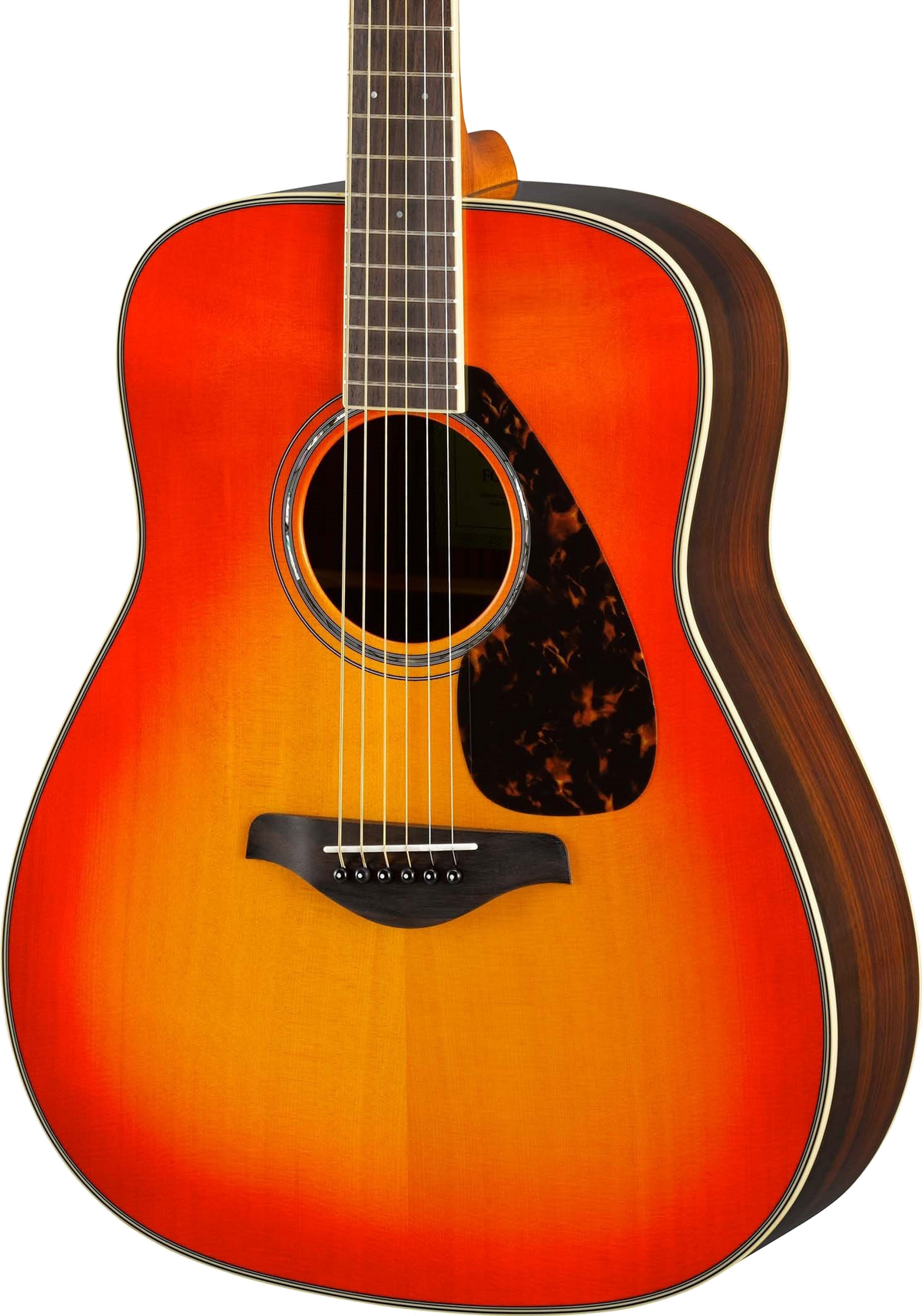 Front of Yamaha FG830 Autumn Burst.