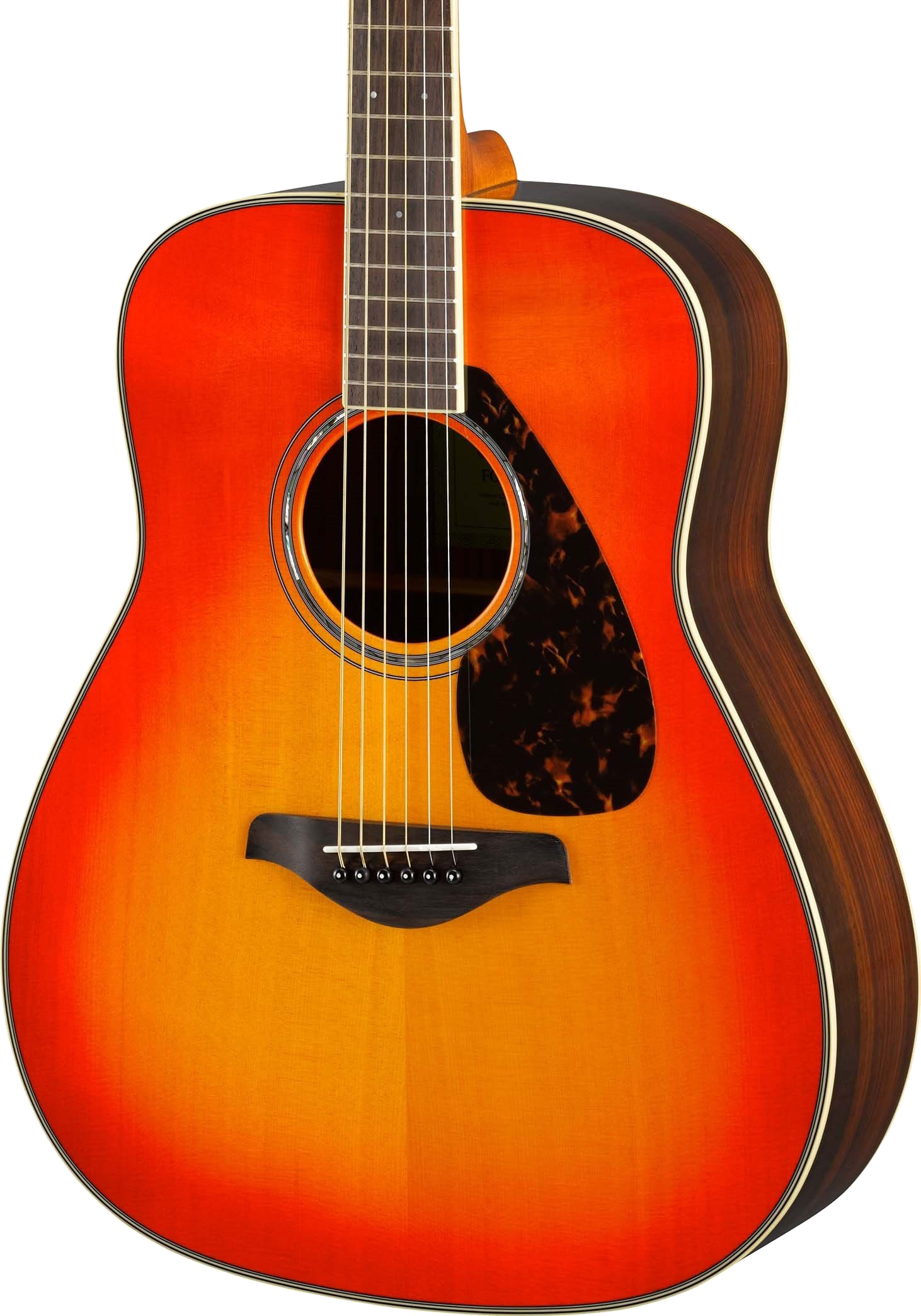 Front of Yamaha FG830 Autumn Burst.
