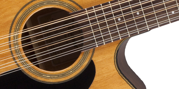 Close up of Takamine GD30CE-12 Natural 12 String sound hole.