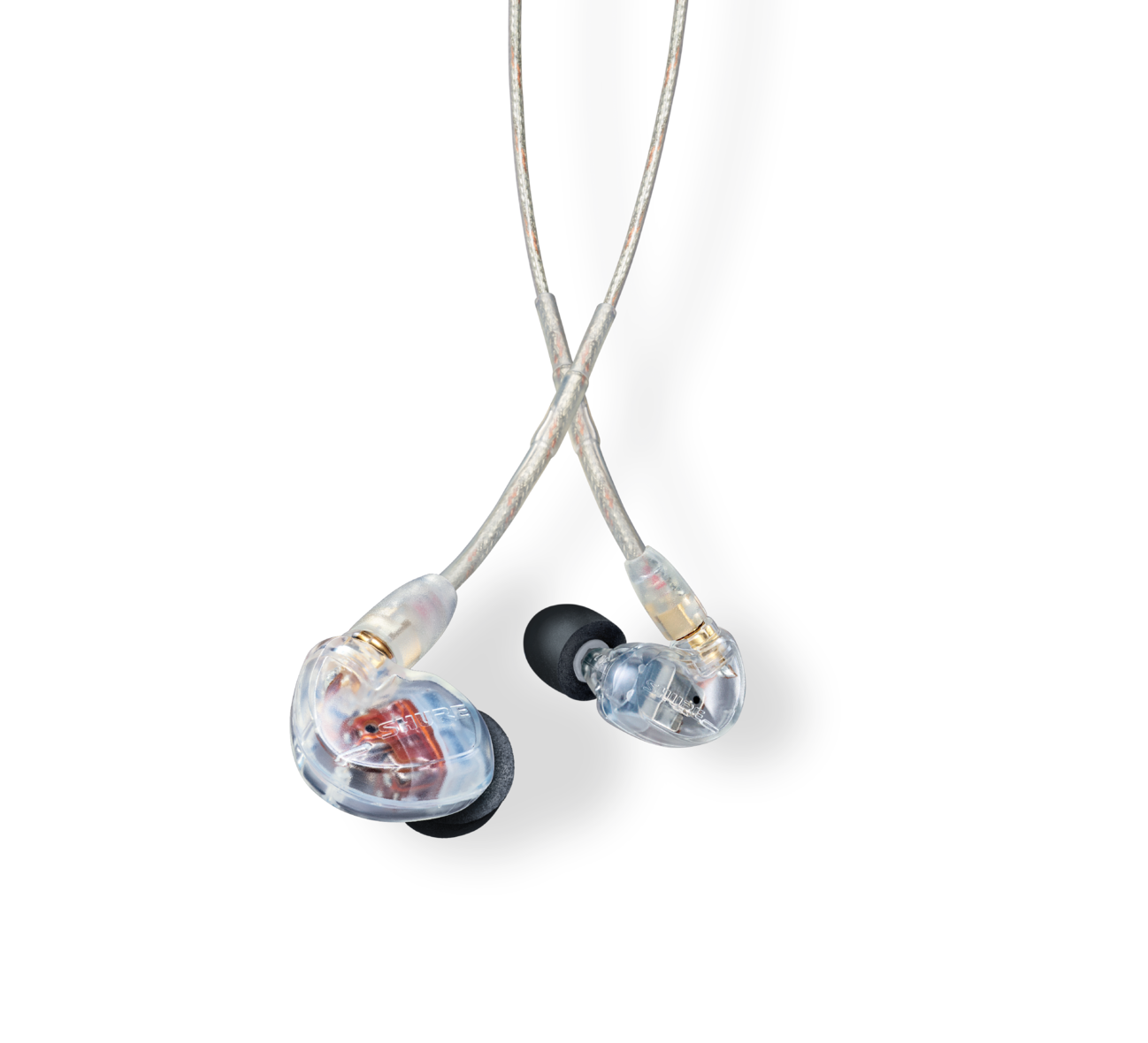 Top down of Shure SE535 Sound Isolating Earphones Clear.