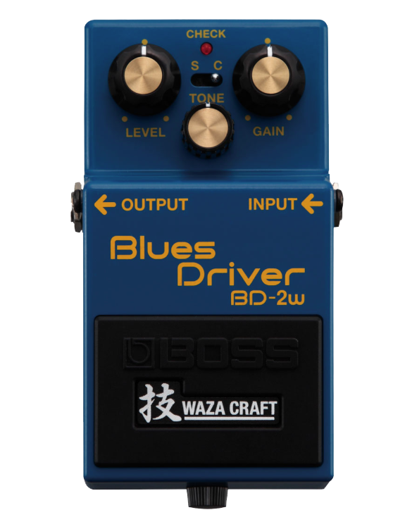 Top down of Boss BD-2W Blues Driver Waza Craft Special Edition.