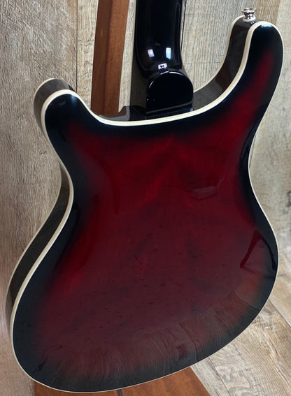 Back right angle of Open Box PRS Paul Reed Smith SE Hollowbody Standard Fire Red Burst.