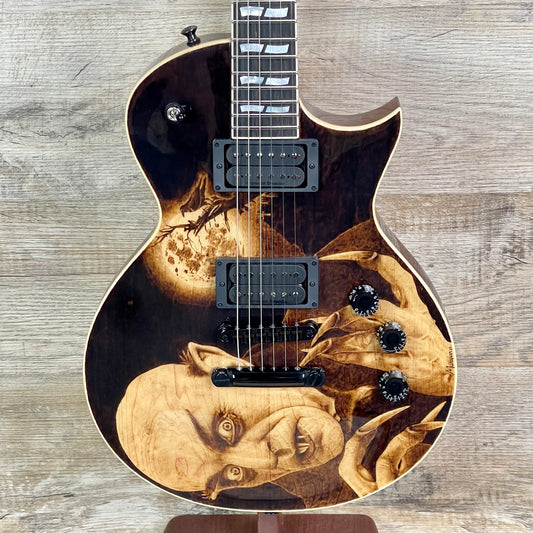 Front of ESP USA Nosferatu Limited Edition Pyrograph Series.