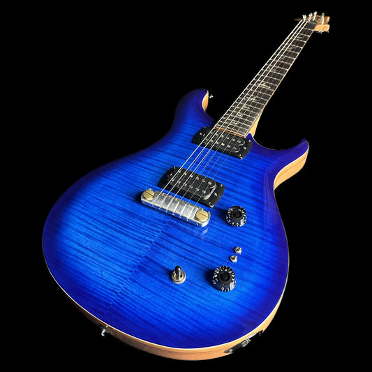 Front angle of PRS Paul Reed Smith SE Paul's Guitar Faded Blue Burst.