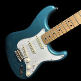 Front angle of Fender Custom Shop Limited Edition '68 Strat Journeyman Relic Aged Ocean Turquoise.