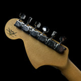 Back of Fender Custom Shop Limited Edition '68 Strat Journeyman Relic Aged Ocean Turquoise headstock.