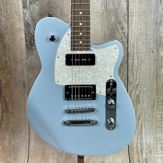 Front of Reverend Double Agent OG Metallic Silver Freeze RW.