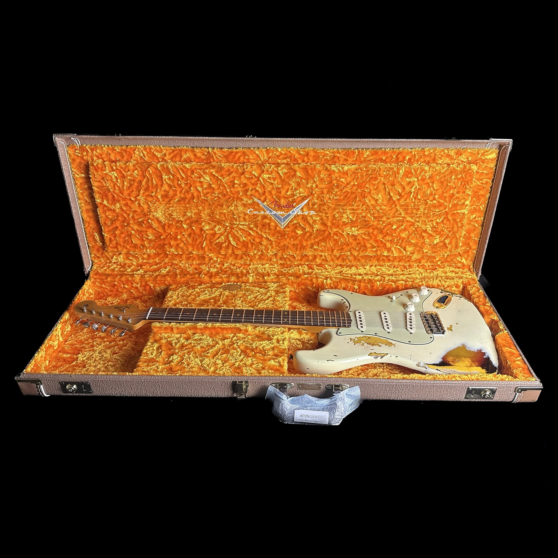 Fender Custom Shop 1961 Stratocaster Heavy Relic Aged Vintage White/3-color Sunburst in case.