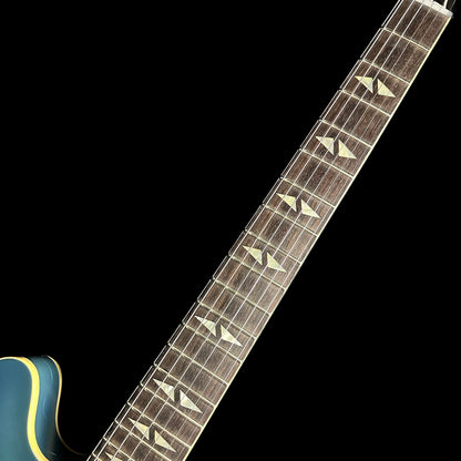 Close up of Gibson Custom Shop M2M 1964 Trini Lopez Standard Reissue Pelham Blue Stop Bar Murphy Lab Ultra Light Aged neck.