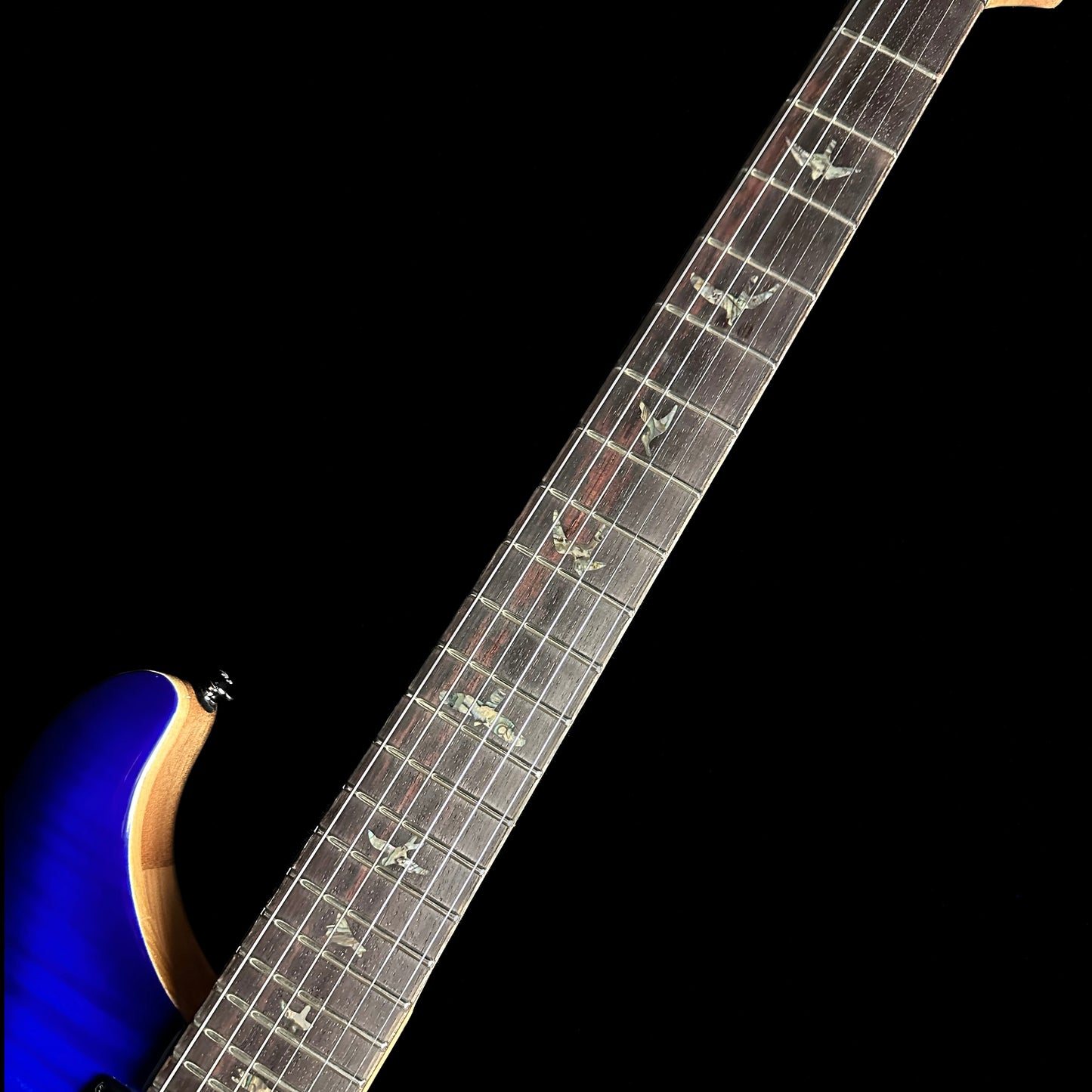 Fretboard of PRS Paul Reed Smith SE Paul's Guitar Faded Blue Burst.