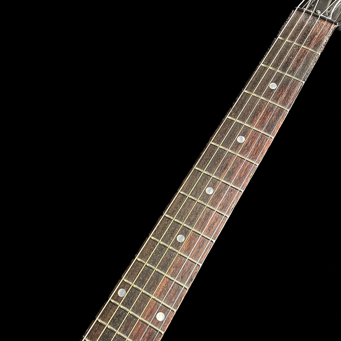 Close up of Gibson Custom Shop M2M J-45 Long Scale Ebony neck.