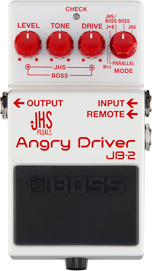 Top down of Boss JB-2 Angry Driver Overdrive Pedal.