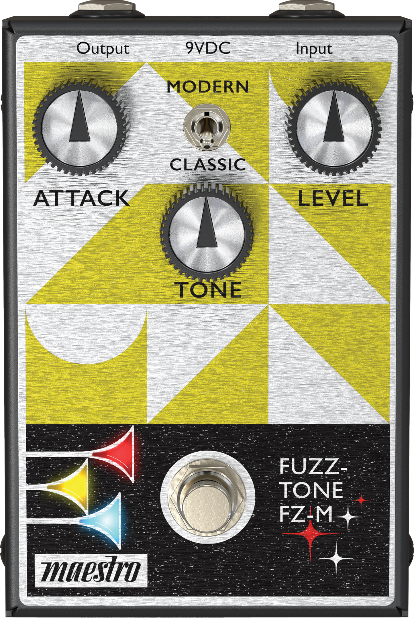 Top down of Open Box Maestro Fuzz Tone Fuzz FZ-M Effects Pedal.