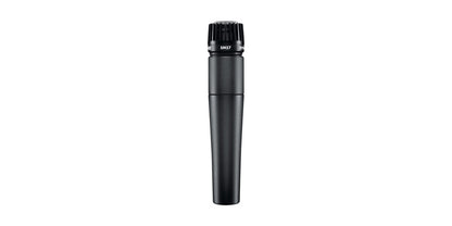 Full frontal of Shure SM57-LC Microphone with white background.