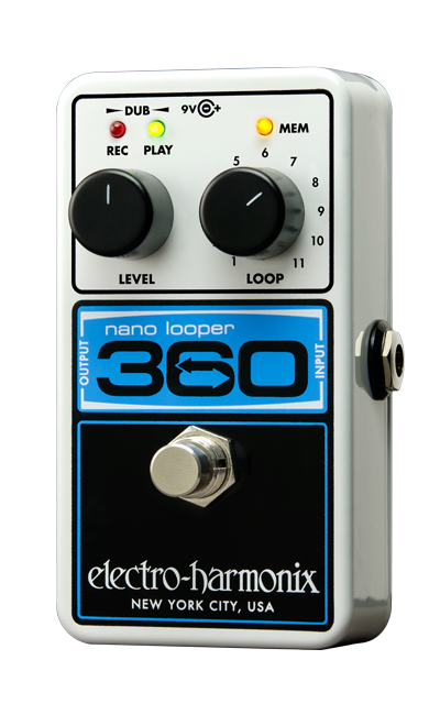 Front right angle of EHX Electro-Harmonix Nano Looper 360L.