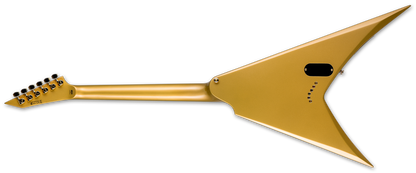 Left side angle of ESP LTD KH-V Kirk Hammett Signature Electric Guitar Metallic Gold back.