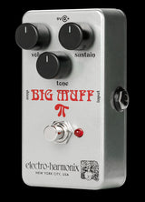 Top angle of EHX Electro-Harmonix Ram's Head Big Muff Pi Fuzz black background.